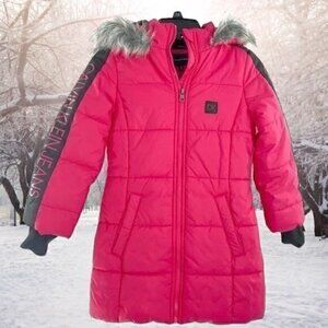 Calvin Klein Little Girls Hooded Puffer Jacket with Faux-Fur Trim